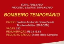 Bela Vista tem 13 vagas no novo processo seletivo para soldados temporários dos Bombeiros de MS