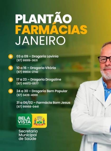 Plantão Farmácias no mês de Janeiro em Bela Vista